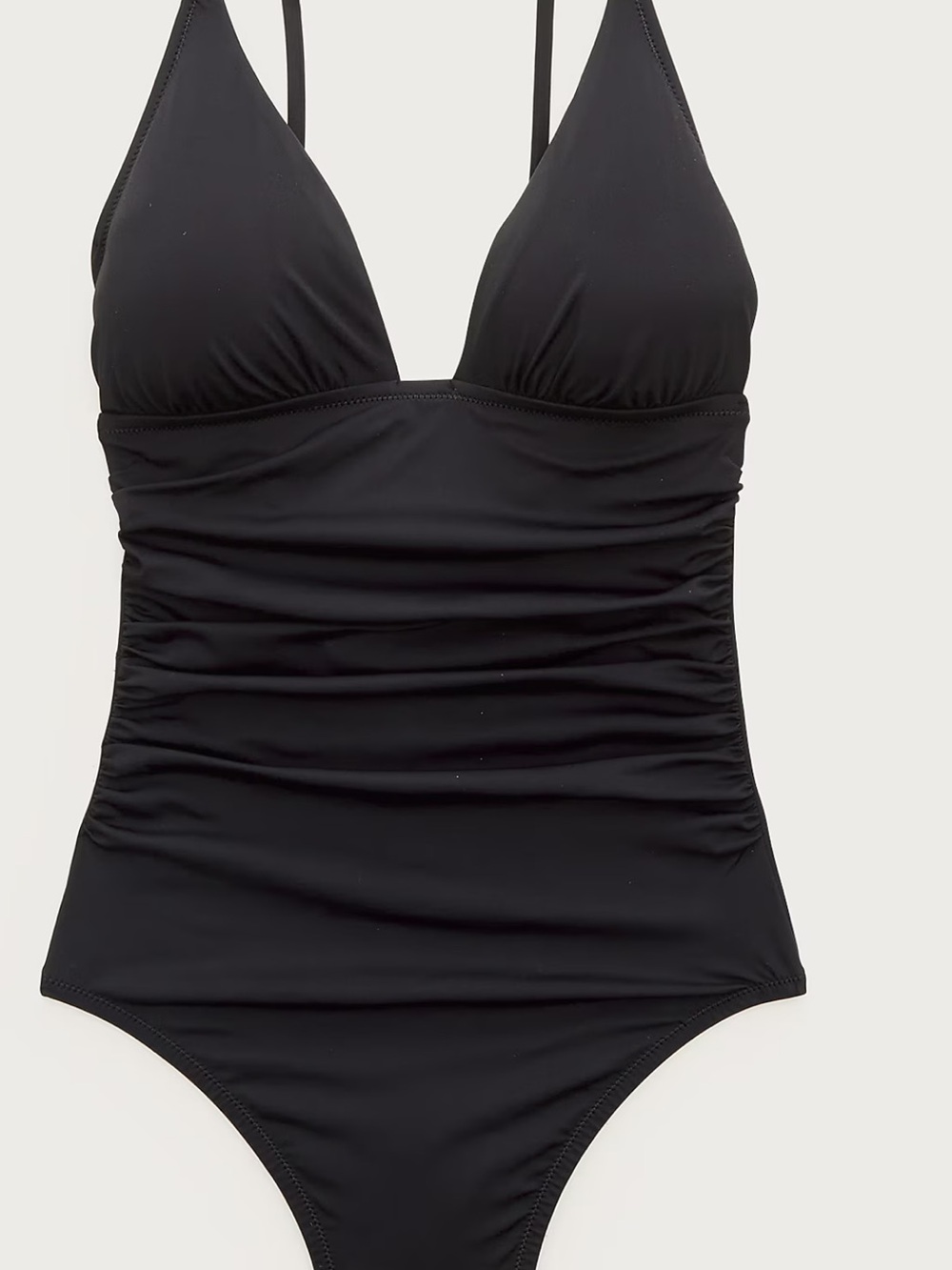 NWT J. Crew Ruched V-Neck one-piece Long Torso size 0 Black